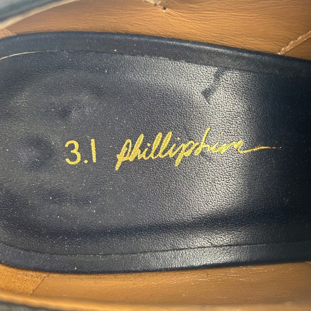 3.1 Phillip Lim Delia Navy Blue Leather Heel Ankle Boots Made In Italy Size 38‎ - Picture 4 of 8